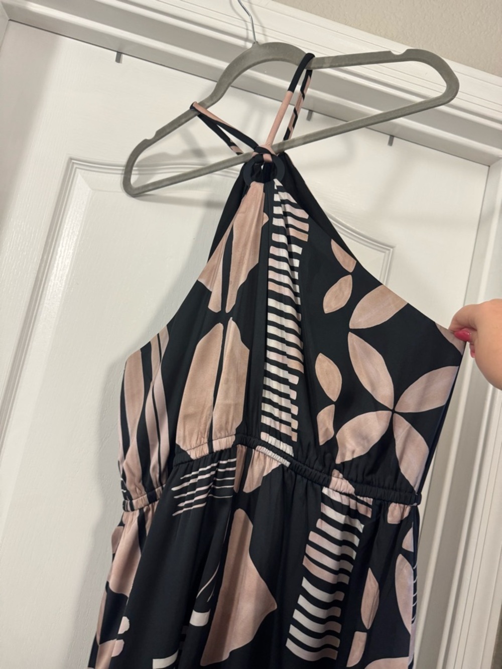 Express Black and Blush Halter Maxi Dress - Picture 3 of 16
